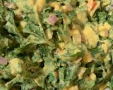 A picture of step 1 of Karela patta tikki (bitter gourd leaves).