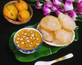 A picture of step 9 of Mango Kheer and Puri.