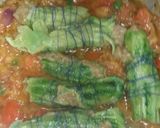 A picture of step 4 of Qeema bhare karelay.