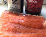 Foto del paso 1 de la receta: Salmón, con colores otoñales (mandarina, arándano y patata amarilla)