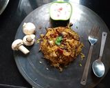A picture of step 6 of Smoky mushroom biryani.