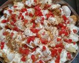 A picture of step 3 of Dahi puri chat.