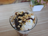 Chocolate almond fudge and chocolate almond walnut shake