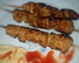 A picture of step 5 of Orange Chicken skewers.