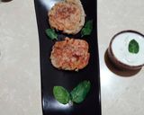 A picture of step 6 of Potato and kuttu flour tikki stuffed with minty sabudana.
