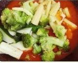 A picture of step 5 of Broccoli BABY CORN ZUCCHINI IN RED CAPSICUM (Bellpeppers)GRAVY.