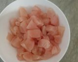 A picture of step 1 of Ginger malai boti chunks.