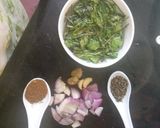 A picture of step 1 of Brahmi leaves soup.