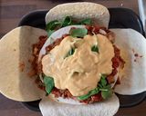 A picture of step 6 of Giant stuffed vegan tortillas.