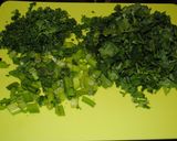 A picture of step 2 of Azerbaijani Ghormeh sabzi or herb stew.
