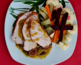 Foto del paso 12 de la receta: Pierna de cerdo a la naranja con aderezo de champiñón con piña