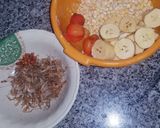 A picture of step 1 of Maize/corn and plantain moimoi.