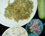 A picture of step 1 of Lauki pakore with leftover rice.
