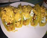 A picture of step 7 of Shrimp tacos with home-made guacamole and fresh cream sauce.