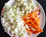 A picture of step 1 of Chhum han (steamed mix vegetables).