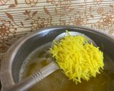 A picture of step 1 of Mithe Chawal with Kesariya Rabdi.