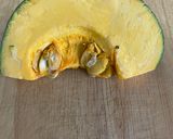 A picture of step 2 of Herb roasted Kabocha squash.