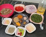 A picture of step 1 of Palak Gosht.