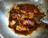 A picture of step 3 of Kadai Paneer.