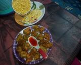 A picture of step 9 of Lauki chilka pakora with masala muri.