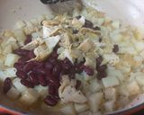 A picture of step 2 of Mediterranean potato hash with red kidney beans and fried eggs.