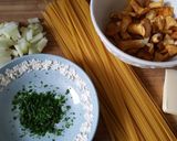 A picture of step 1 of Pasta with chanterelles.