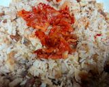 A picture of step 2 of Kimchi Fried Rice.