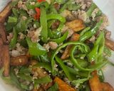 糯米椒豆乾炒絞肉的食譜步驟5照片