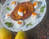 A picture of step 7 of Mango malpua with fresh cream.