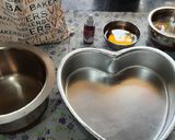 A picture of step 1 of Heart shape red velvet cake.