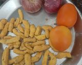 A picture of step 1 of Sev ki sabzi.