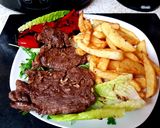 A picture of step 4 of My Rib eye Steak Roasted Pepper & Chips.