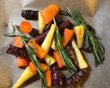 A picture of step 2 of Rainbow carrots with chicory and goats cheese - vegetarian.