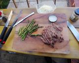 A picture of step 3 of Open steak polenta sandwich with asparagus and horseradish.