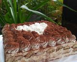Foto langkah ke 9 dari resep Tiramisu Egg Drops Bday Cake.#cepat,mudah no ribet,tp rasa&harga.