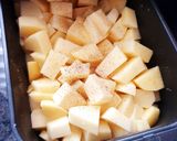 Une image de l'étape 1 de Pommes de terre en cubes au cheddar mozzarella #octobre #airfryer.