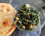 A picture of step 3 of Cholai Bhaji.