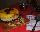 A picture of step 28 of Persian upside down rice (Tahchin-e Morgh).