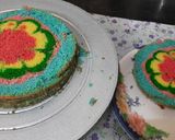A picture of step 7 of Holi special Vanilla colourful cake.