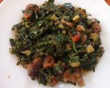A picture of step 3 of Fried Spinach with beef.