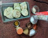 A picture of step 1 of Brinjal sushi with rice.