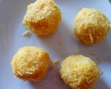 A picture of step 3 of Angel hair pasta coated fish balls.