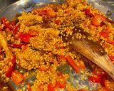 A picture of step 2 of Chicken and chorizo paella.