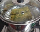 A picture of step 2 of Kotambir vadi and Palak pakora.