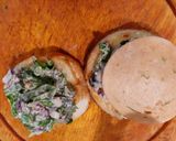 A picture of step 3 of Chicken Salami Burger.