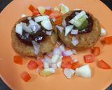 A picture of step 3 of Aloo Tikki Chaat.
