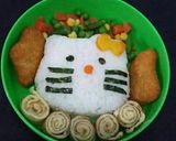 Foto langkah ke 1 dari resep Nasi Hello Kitty Simple Bekal Sekolah TK.