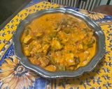 Une image de l'étape 20 de Poulet et lard aux poivrons, tomates, épices et lait de coco.