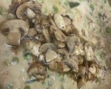 A picture of step 5 of Mushroom mattar curry with coconut flavour.