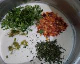 A picture of step 1 of Suji khandavi (Suji steamed rolls).